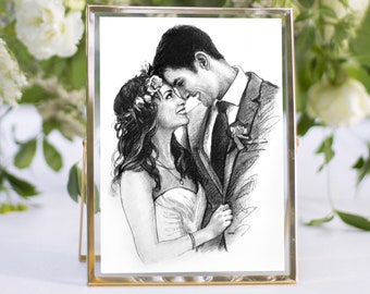 disegno da foto - disegno ritratto - un regalo per una persona cara - disegno a matita dalla tua foto - disegno personalizzato - regalo per coppia - arte