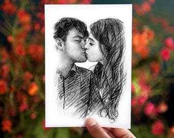 Long distance relationship gift for boyfriend, Custom couple portrait, Unique gifts for boyfriend, Romantic gifts for him, Personalized gift