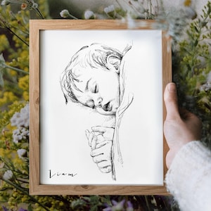 Handritat porträtt, Kolteckning, Anpassad skiss, Babyskiss från foto, Babyshowerpresent, Personlig teckning av nyfödd