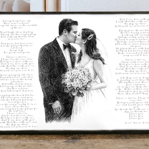 Wedding Song Lyric Art Anniversary gift for him Custom Song Lyrics wall art Gift for Wife Personalized Gifts for Couple