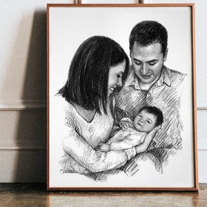 Custom family portrait-Family portrait Custom-Family portrait-Custom portrait-Family portrait illustration-Personalized Art-Valentines day image 5
