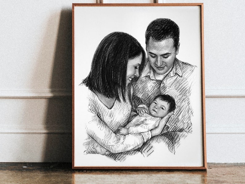 Custom family portrait-Family portrait Custom-Family portrait-Custom portrait-Family portrait illustration-Personalized Art-Valentines day image 5