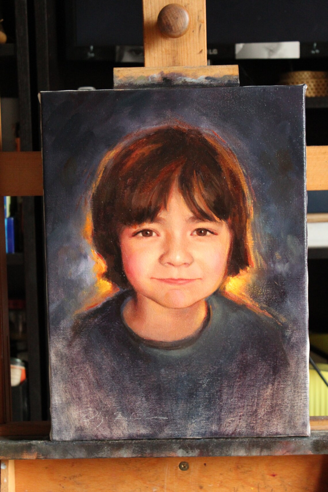 Personalized Gift Children Custom Portrait Kids Oil Canvas Etsy