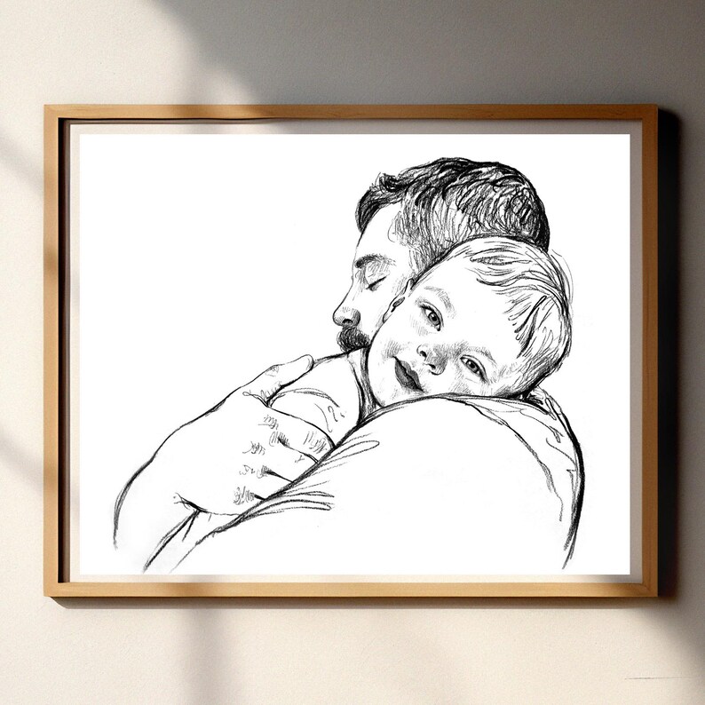 Couple wedding portrait, Custom Sketch hand drawn portrait, Custom drawing from photo, Personalized painting, Anniversary gift for husband image 7