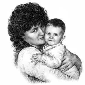 mothers day gift for grandma gift for mom, 50th birthday gift for mom, charcoal drawing from photo