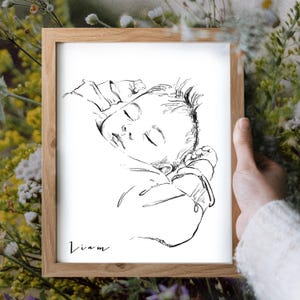 Custom Sketch portrait Charcoal drawing, Custom Hand Drawn portrait, Baby Sketch from Photo, Grandparent Christmas gift from grandkids