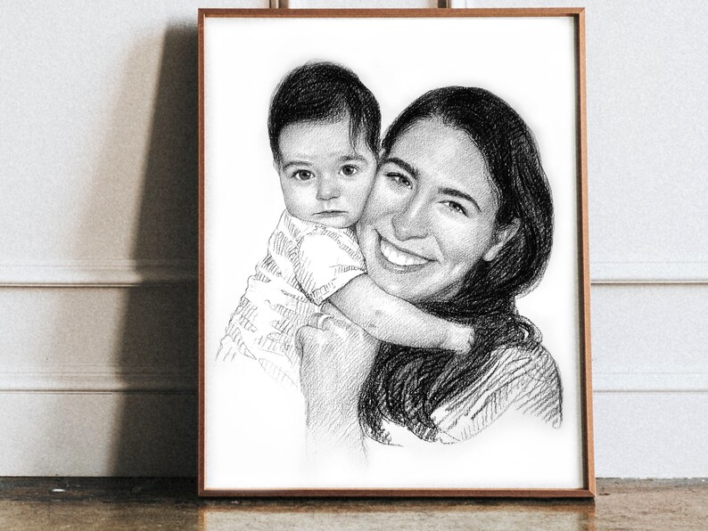 Custom family portrait-Family portrait Custom-Family portrait-Custom portrait-Family portrait illustration-Personalized Art-Valentines day image 7