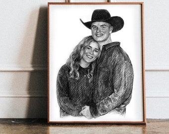 Custom Couples Portrait From Photos,  Personalized Drawing From Photos, Custom drawing, Charcoal portrait, Drawing from photo