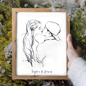 Couple wedding portrait, Custom Sketch hand drawn portrait, Custom drawing from photo, Personalized painting, Anniversary gift for husband image 5