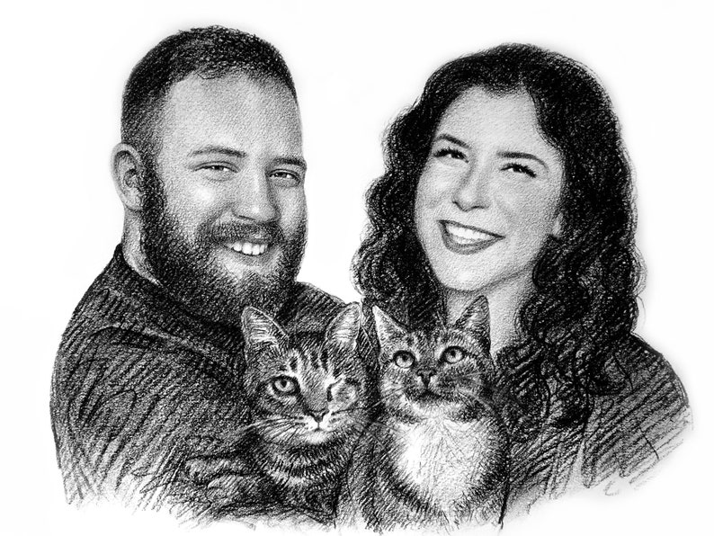 Personalized portrait, custom portrait, custom couple illustration, Anniversary gift, Wedding gift, Wedding portrait image 7