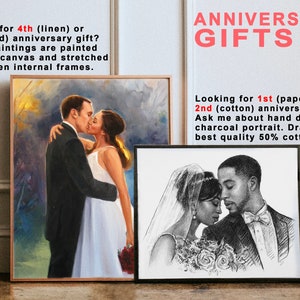 Custom Couple portrait from photo, Couple portrait Drawing, Anniversary Portrait Gift, Custom Wedding Portrait Gifts, Engagement Gifts image 3