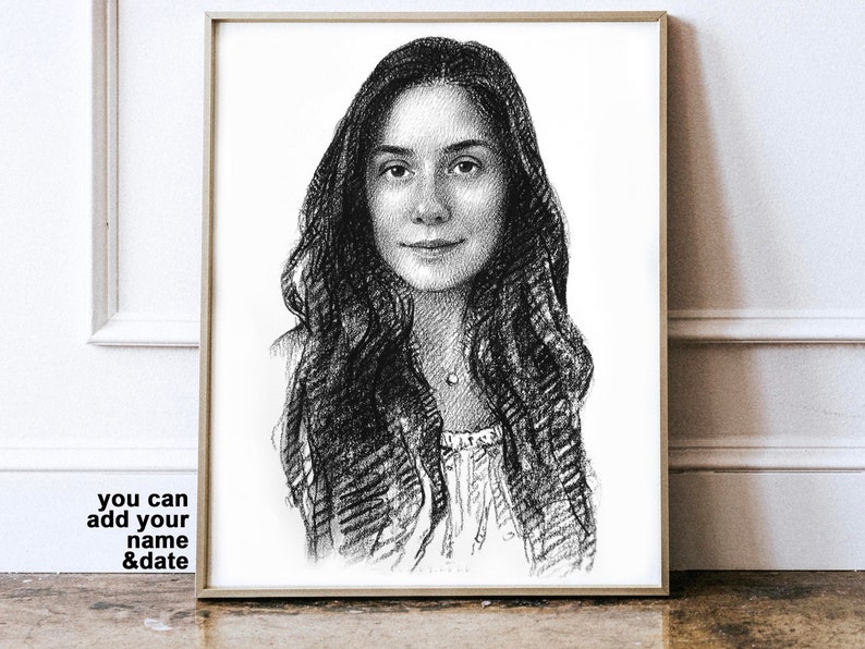 Custom Portrait, Couple Portrait From Photo Wedding, Charcoal Drawing ...