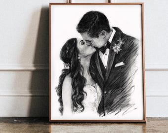 1 year anniversary gift for him, Charcoal drawing from photo, husband gift, wedding anniversary gift for him Anniversary gift for boyfriend