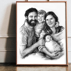 Custom family portrait-Family portrait Custom-Family portrait-Custom portrait-Family portrait illustration-Personalized Art-Valentines day image 4