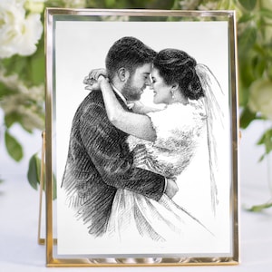Ritratto da foto, regalo del primo anniversario per la moglie, regalo di anniversario di carta per lui, anniversario di 20 anni, regali di anniversario di 10 anni per gli uomini