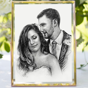 Personalized portrait, custom portrait, custom couple illustration, Anniversary gift, Wedding gift, Wedding portrait image 1