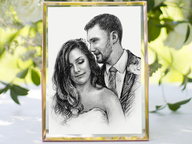 Personalized portrait, custom portrait, custom couple illustration, Anniversary gift, Wedding gift, Wedding portrait image 1