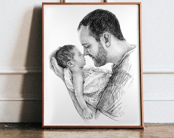 Fathers Day Gift - Fathers Day Gift from Daughter - Fathers Day Gift from Son - Gifts for Dad- Fathers Day portrait Dad Gifts - Father's Day