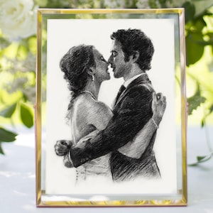 Dibujo de retrato a partir de una foto Retrato personalizado Retrato personalizado Familia Niño Niños Boda Boceto a lápiz Dibujo artístico a partir de una imagen Carboncillo
