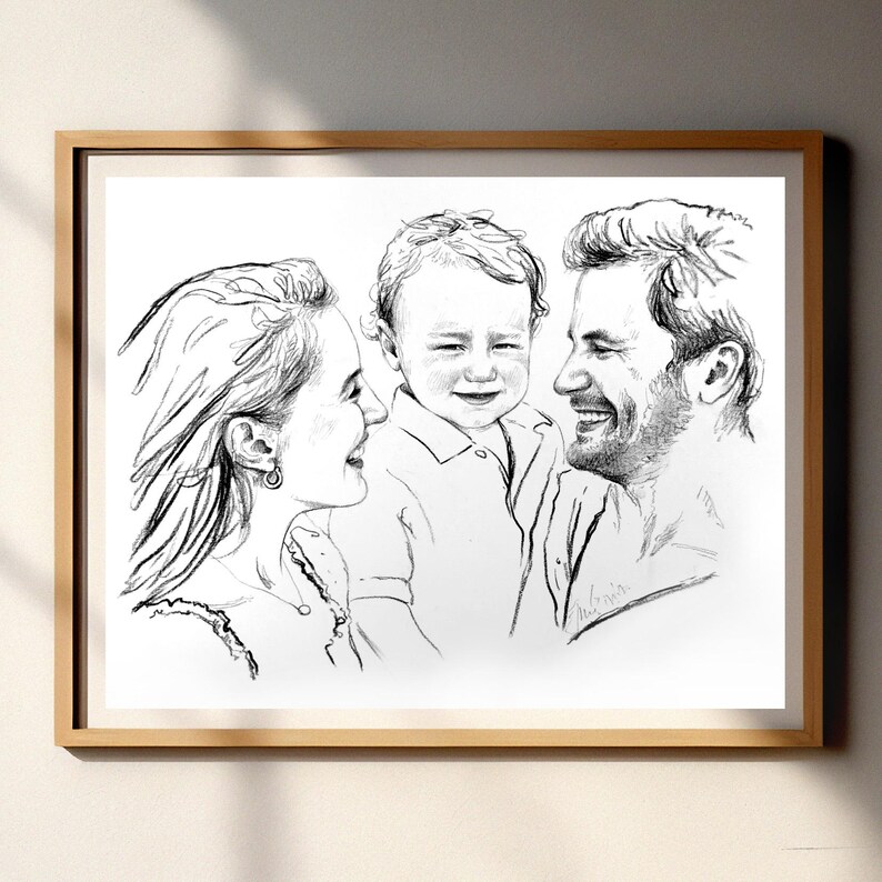 Couple wedding portrait, Custom Sketch hand drawn portrait, Custom drawing from photo, Personalized painting, Anniversary gift for husband image 6