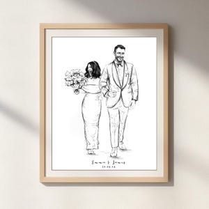 Anpassat parporträtt i träkol, kyssande parteckning från foto, minimalistisk linjekonstskiss, 1-årsdagspresent till make