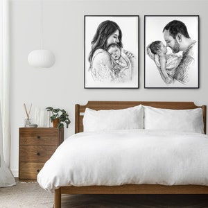 Blyertsteckning, Anpassad teckning, Anpassad skiss från foto, Personlig porträttskiss Alla hjärtans dag-present till henne, till honom, Foto att skissa bild 8