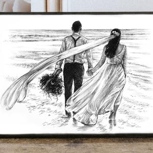 Bleistiftzeichnung, Kundenzeichnung, Kundenskizze vom Foto, Personalisierte Porträt-Skizze Valentinstag Geschenk für Sie, für Ihn, Foto zur Skizze