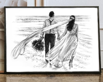 Pencil drawing, Custom drawing, Custom sketch from photo, Personalized portrait sketch Valentines day gift for her, for him, Photo to sketch