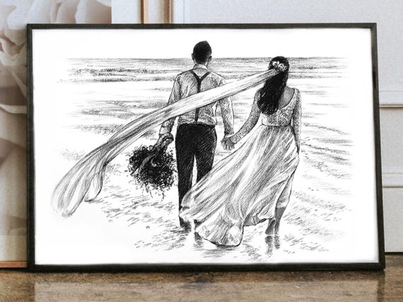 Pencil drawing, Custom drawing, Custom sketch from photo, Personalized portrait sketch Valentines day gift for her, for him, Photo to sketch