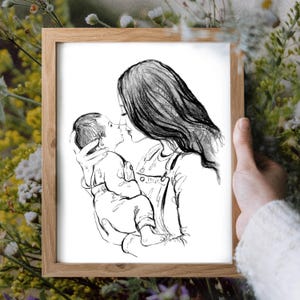 Couple wedding portrait, Custom Sketch hand drawn portrait, Custom drawing from photo, Personalized painting, Anniversary gift for husband image 8