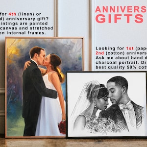 paper gifts Romantic First Paper Anniversary Gift custom drawing romantic gift image 4