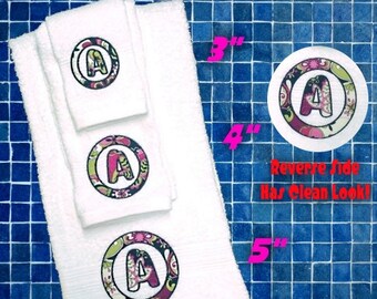 Applique toalla monograma fuente instrucciones de Set - 3 tamaños de 4 x 4 y 5 x 7 aros - diseño bordado - paño de toalla de baño - toalla de mano-