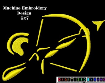 Roman Archer Machine Embroidery Design on Etsy - Digitized by Hand - Bow and Arrow - 5 by 7 embroidery designs