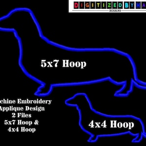 Dachshund Dog Applique Design - Applique Machine Embroidery Design on Etsy - Digitized by Hand 2 applique sizes