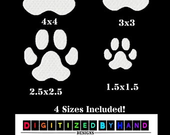 Animal - Cat- Dog - Paw Print Machine Embroidery Design -Digitized by Hand 4 sizes for 4x4 hoops