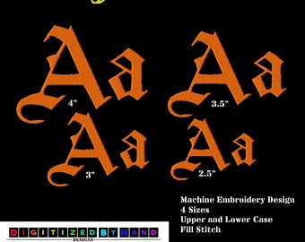 Machine Embroidery Fonts - Old Script - Machine Embroidery Design Fonts - 4 Sizes - Fill Stitch