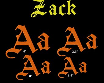 Machine Embroidery Fonts - Old Script - Machine Embroidery Design Fonts - 4 Sizes - Fill Stitch