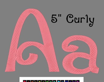 Machine Embroidery Fonts - Large Curly Font - 1 Size Font - Curly Embroidery Font - Swirly Embroidery Font