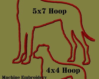Great Dane Dog Applique Design - Applique Machine Embroidery Design on Etsy - Digitized by Hand 2 applique files