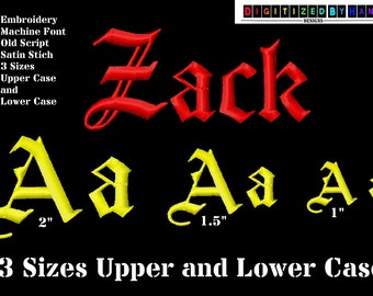 Machine Embroidery Fonts - Old Script - Machine Embroidery Design Fonts - 3 Sizes - Satin Stitch
