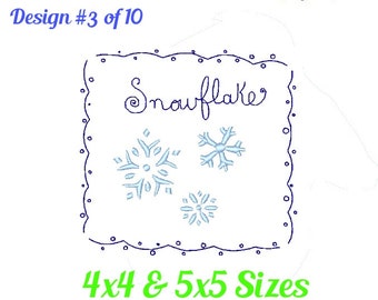 Winter Redwork Embroidery Design 3 of 10 - Winter Holiday Quilt Embroidery Design -Redwork 4x4 and 5x7 -pes jef exp vip vps dst hus