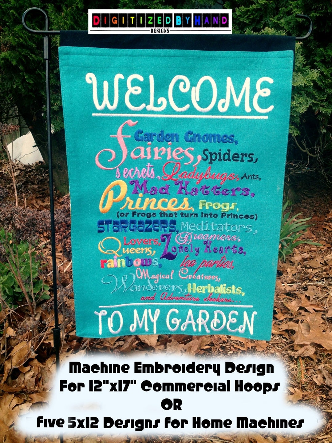 Garden Flag Embroidery Design Magical Creatures Embroidery Design for 5