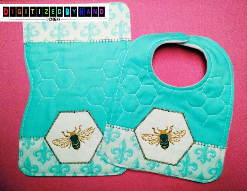 In the Hoop Baby Bib and Burp Cloth Set ITH Machine Etsy