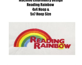 Lectura del diseño del bordado del arco iris para 4x4 y 5x7 aros - Instant Download Machine Embroidery Design
