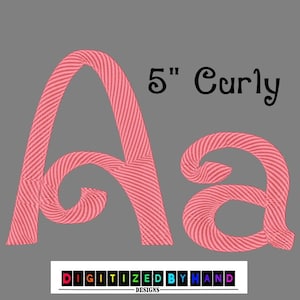 Machine Embroidery Fonts - Large Curly Font - 1 Size Font - Curly Embroidery Font - Swirly Embroidery Font