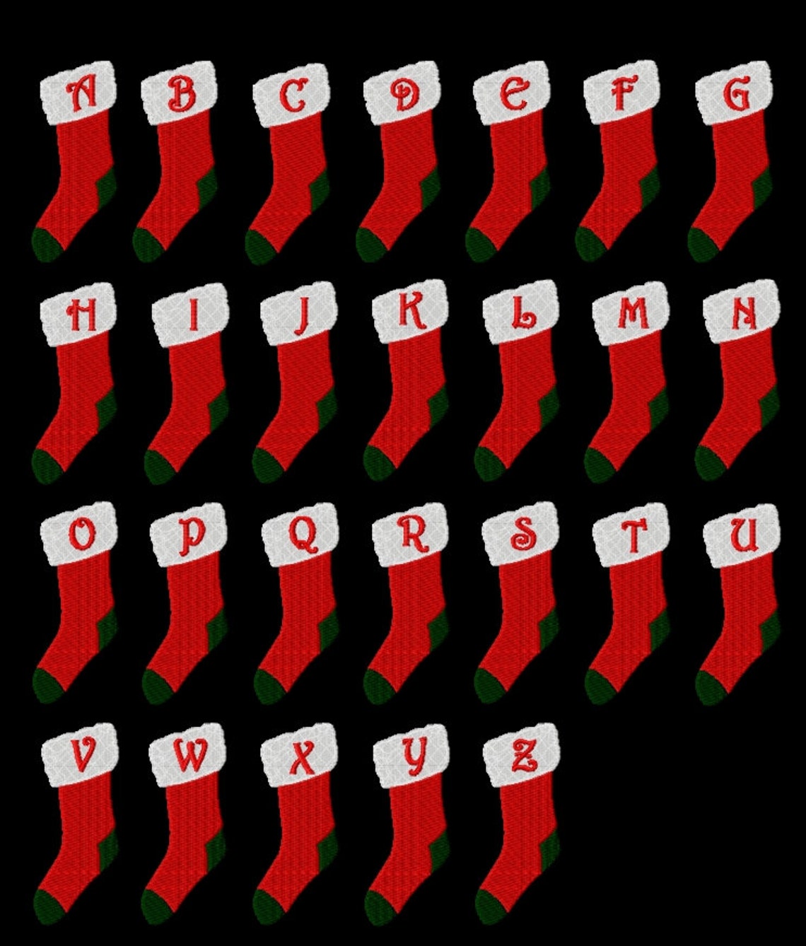 Christmas Stocking Alphabet holiday Monogram Machine  Etsy
