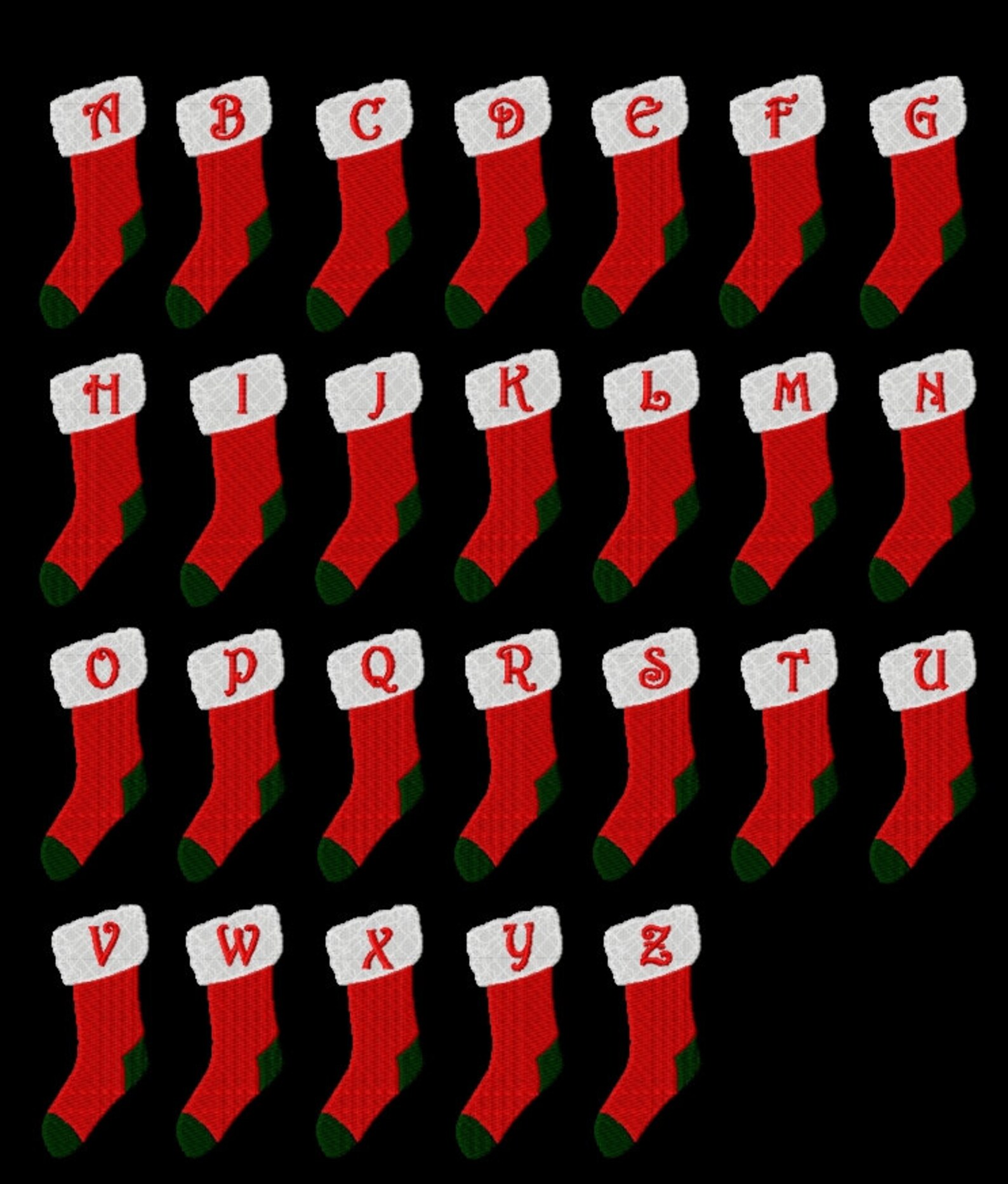 Christmas Stocking Alphabet holiday Monogram Machine  Etsy
