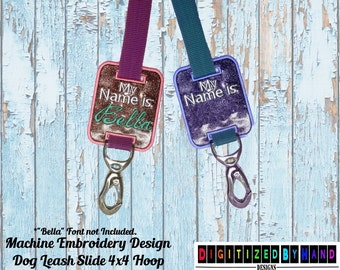 In the Hoop Dog Leash Slide - Marine Vinyl Dog Embroidery Design - ITH Machine Embroidery Design project for 4x4Hoops - My Name is