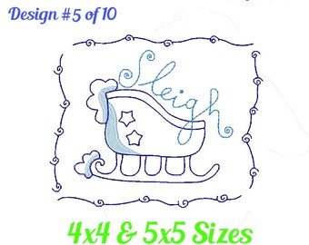 Winter Redwork Embroidery Design 5 of 10 - Winter Holiday Quilt Embroidery Design -Redwork 4x4 and 5x7 -pes jef exp vip vps dst hus