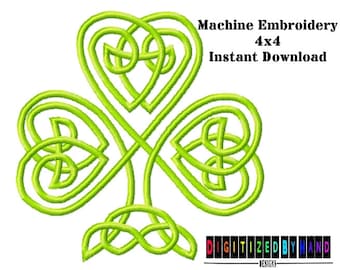 St Patrick's Day Embroidery Designs - Celtic Shamrock - Holiday Machine Embroidery Design - Digitized by Hand